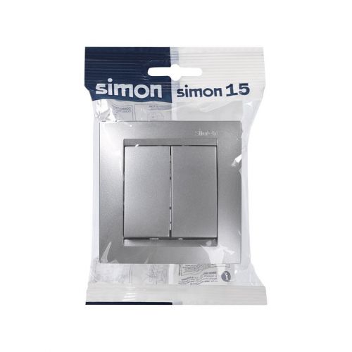 Doble Conmutador Aluminio Simon 15